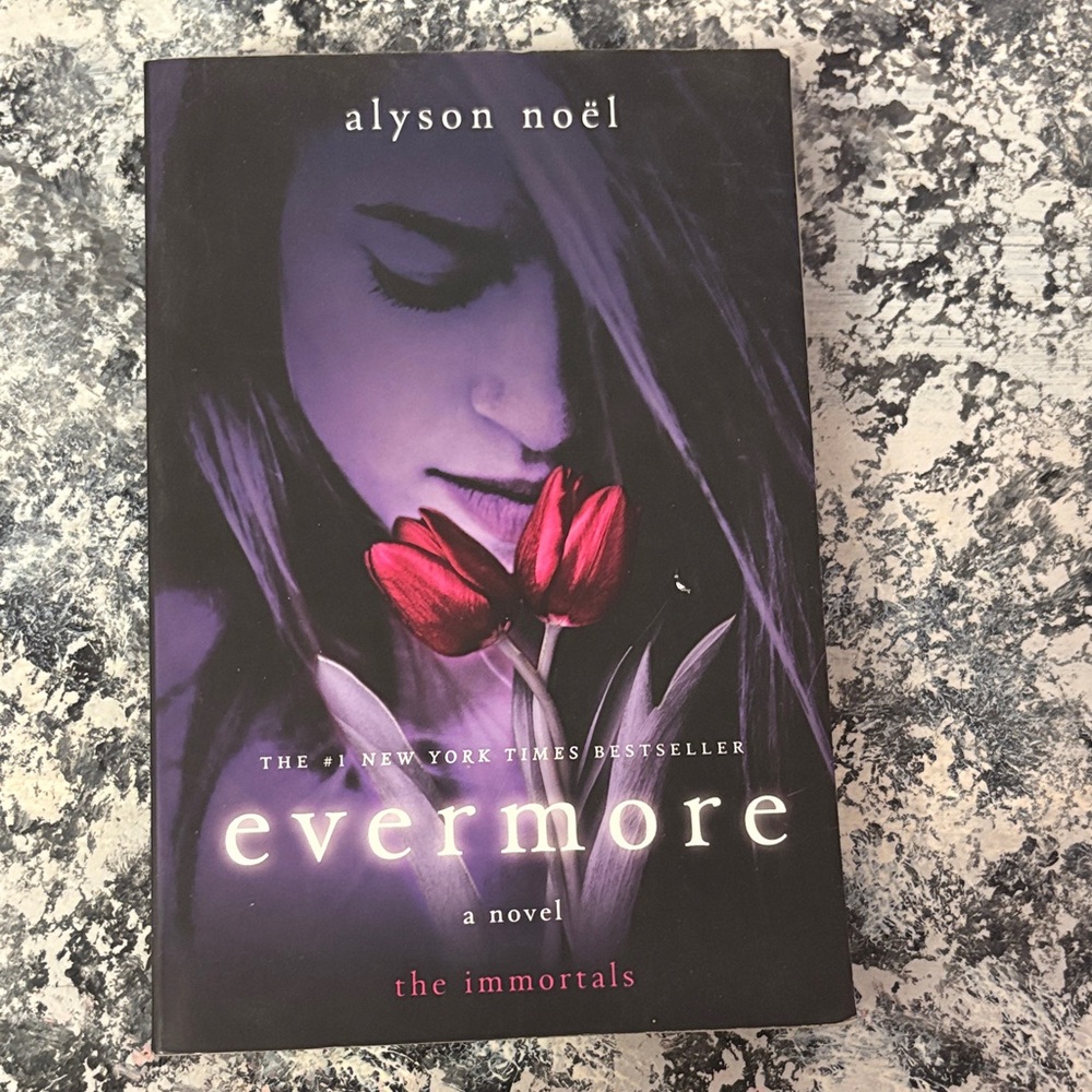 Evermore by Alyson Noël - Purple Cover with Red Tulips